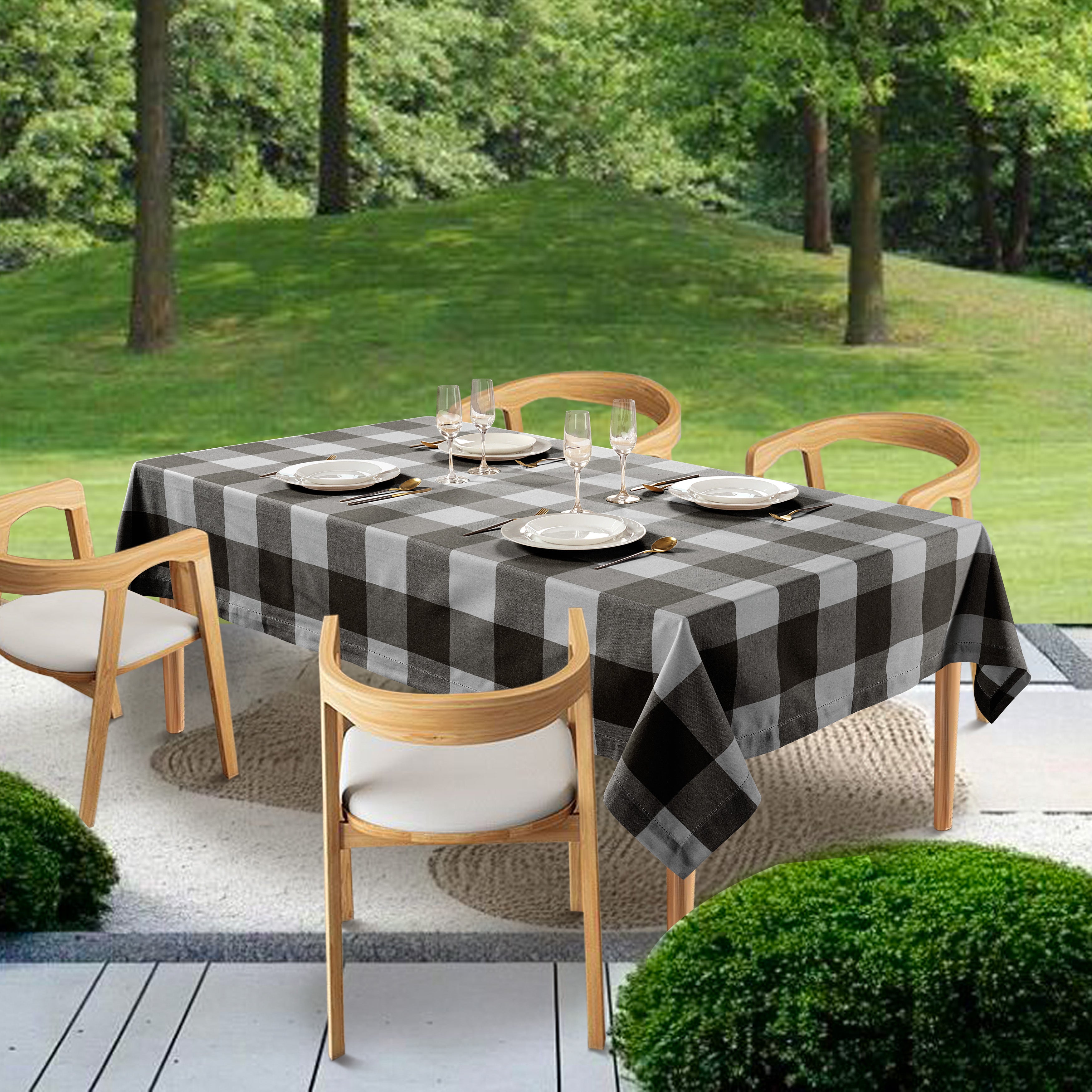 Tablecloth 10 seat 150x304cm - Grey Check
